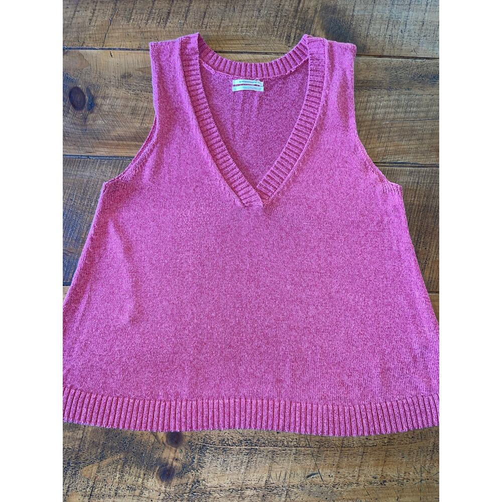 Womens Anthropologie Pink Soft Sweater Vest Size Large